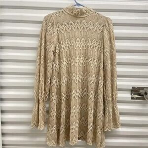 Free People Longsleeve Bell Lace Ivory Cream Tunic Dress Coverup High Neck FP